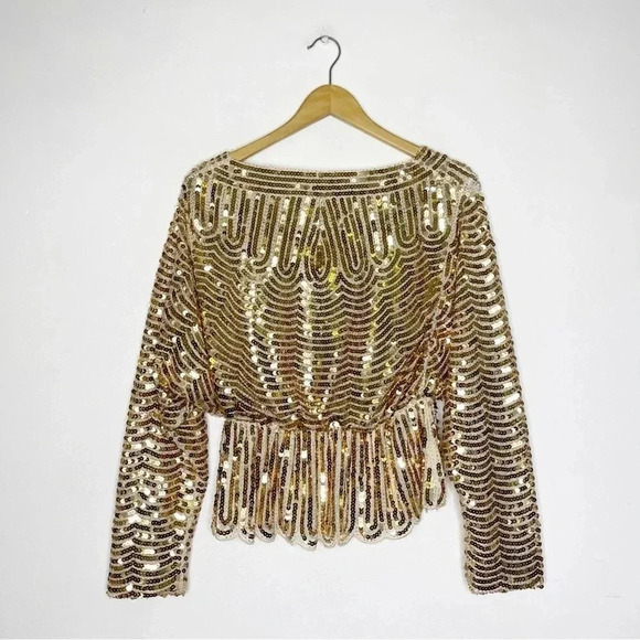 Endless Rose Gold Sequin Long Sleeve Blouse Size Small NWT - Picture 1 of 7
